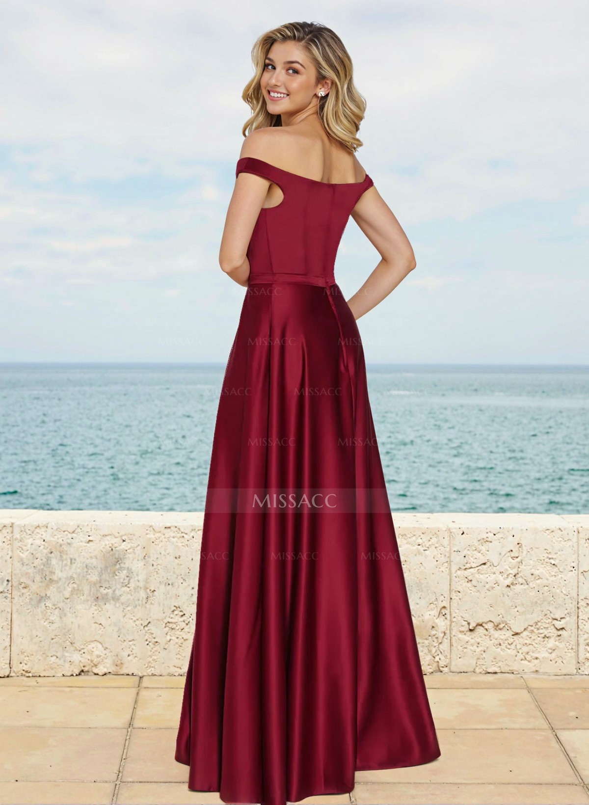 A-Line Off-The-Shoulder Sleeveless Floor-Length Satin Bridesmaid Dresses