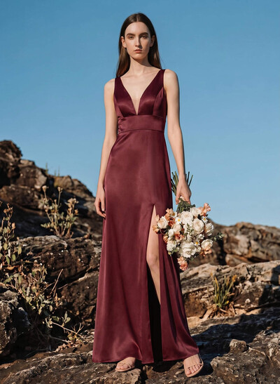 Trumpet/Mermaid Off-The-Shoulder Sleeveless Satin Bridesmaid Dresses