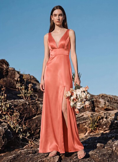 Trumpet/Mermaid Off-The-Shoulder Sleeveless Satin Bridesmaid Dresses