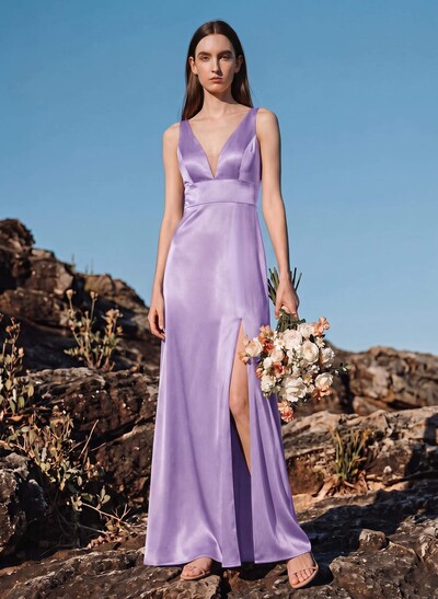 Trumpet/Mermaid Off-The-Shoulder Sleeveless Satin Bridesmaid Dresses