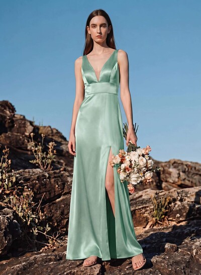 Trumpet/Mermaid Off-The-Shoulder Sleeveless Satin Bridesmaid Dresses