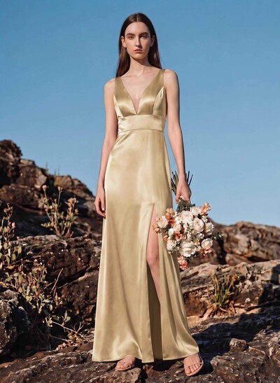Trumpet/Mermaid Off-The-Shoulder Sleeveless Satin Bridesmaid Dresses