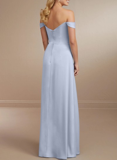 Sheath/Column Silk Like Satin Bridesmaid Dresses With High Split