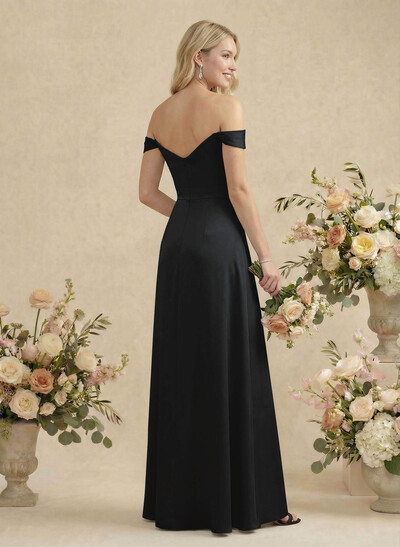 Sheath/Column Silk Like Satin Bridesmaid Dresses With High Split