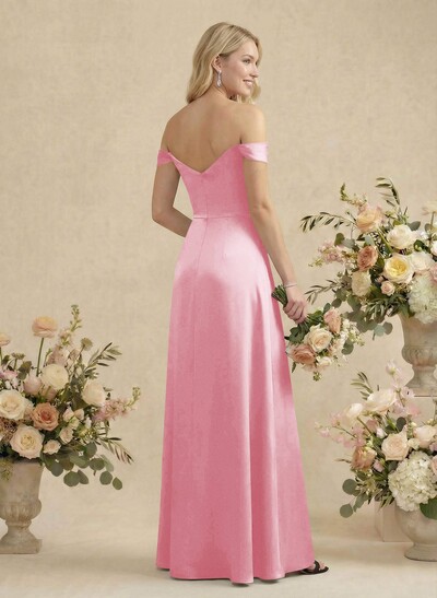 Sheath/Column Silk Like Satin Bridesmaid Dresses With High Split