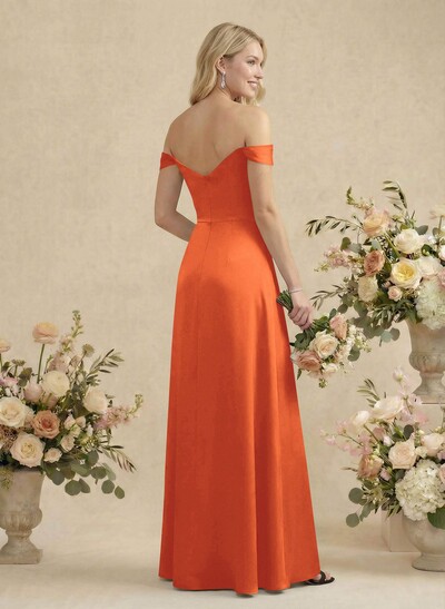 Sheath/Column Silk Like Satin Bridesmaid Dresses With High Split