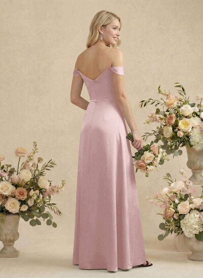 Sheath/Column Silk Like Satin Bridesmaid Dresses With High Split