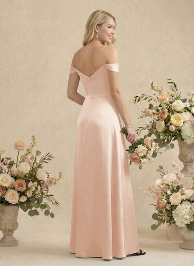 Sheath/Column Silk Like Satin Bridesmaid Dresses With High Split