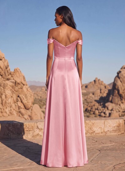Silky Satin Fitted Bridesmaid Dresses With High Split