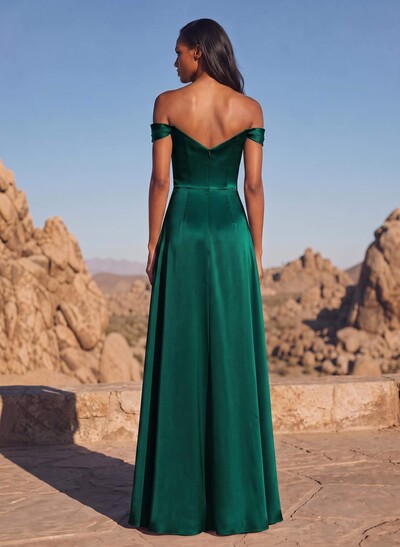 Sheath/Column Silk Like Satin Bridesmaid Dresses With High Split