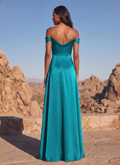 Silky Satin Fitted Bridesmaid Dresses With High Split