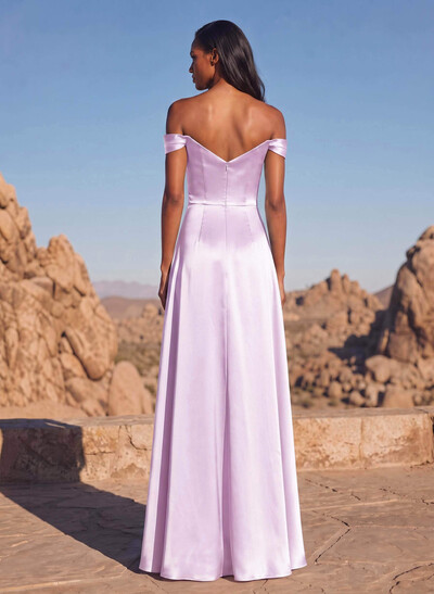 Sheath/Column Silk Like Satin Bridesmaid Dresses With High Split