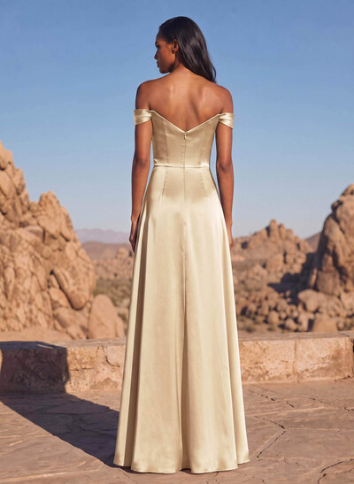 Sheath/Column Silk Like Satin Bridesmaid Dresses With High Split