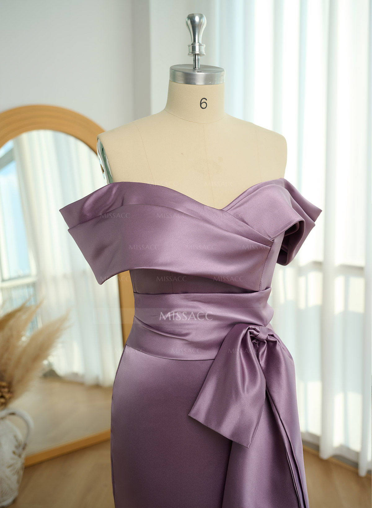 Trumpet/Mermaid Off-The-Shoulder Sleeveless Sweep Train Satin Bridesmaid Dresses