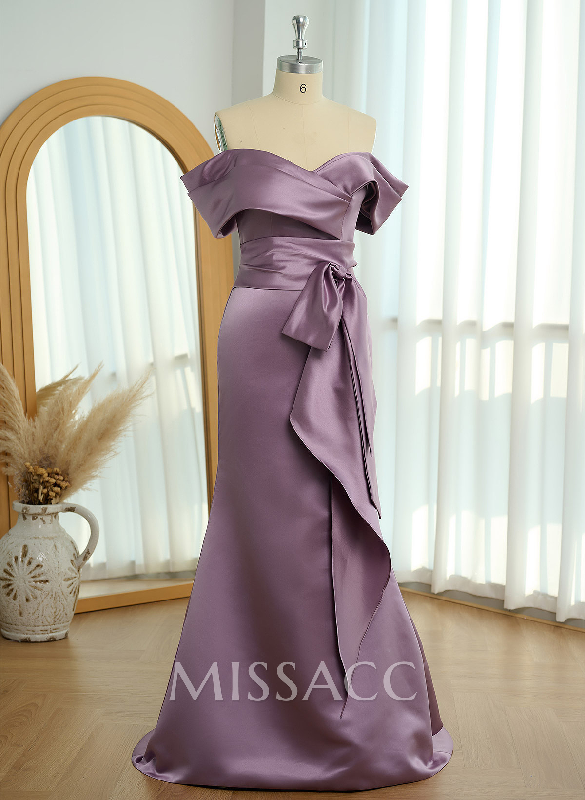 Trumpet/Mermaid Off-The-Shoulder Sleeveless Sweep Train Satin Bridesmaid Dresses Trumpet/Mermaid Off-The-Shoulder Sleeveless Sweep Train Satin Bridesmaid Dresses