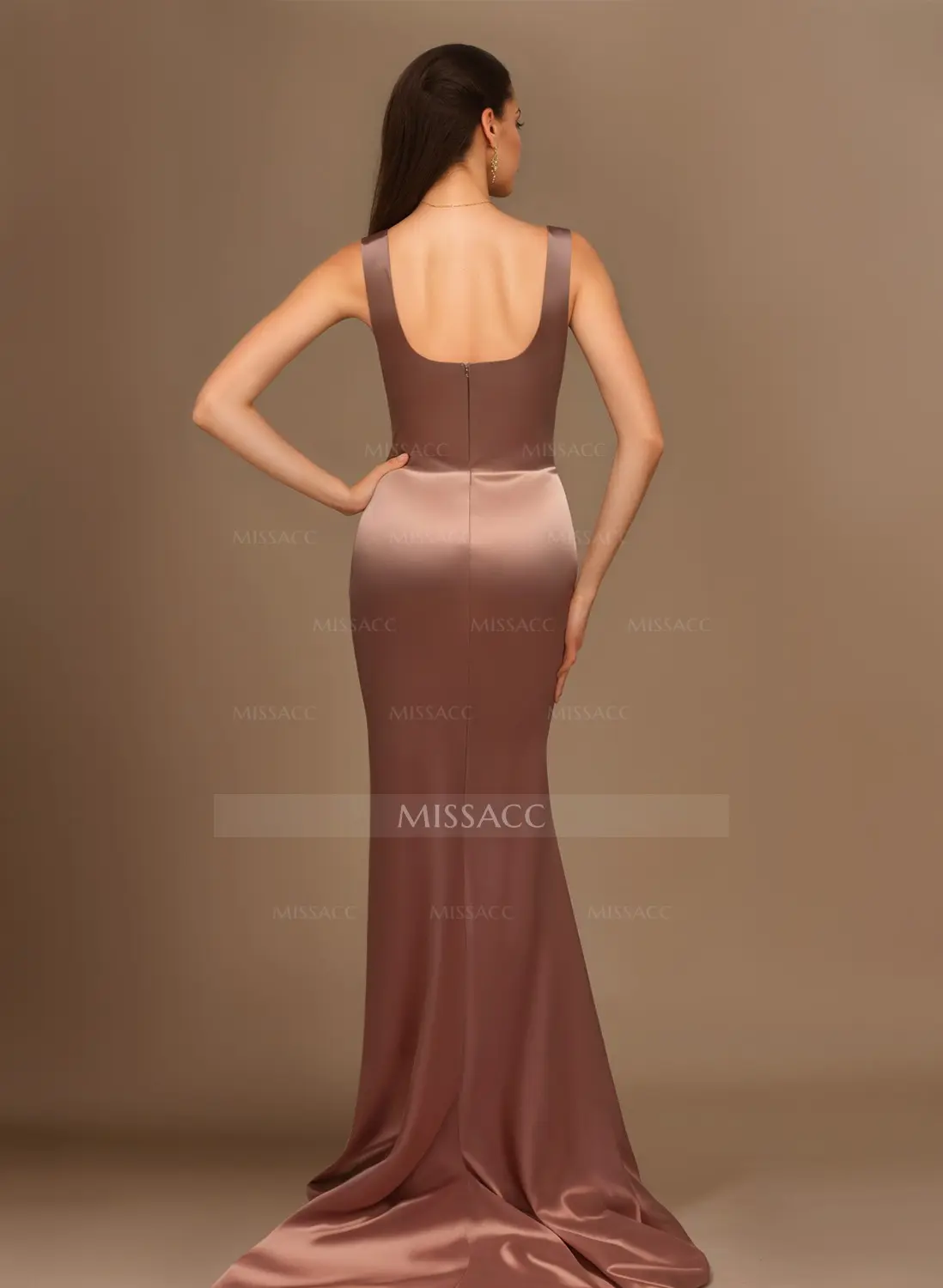 satin blue bridesmaid dresses Spaghetti Straps Ruched Long Dress With Ribbons Royal Blue main image 1