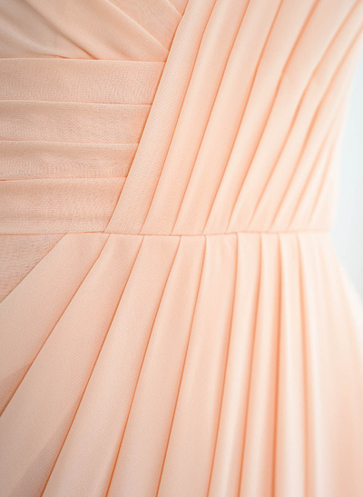 Sheath/Column V-Neck Sleeveless Floor-Length Chiffon Bridesmaid Dresses