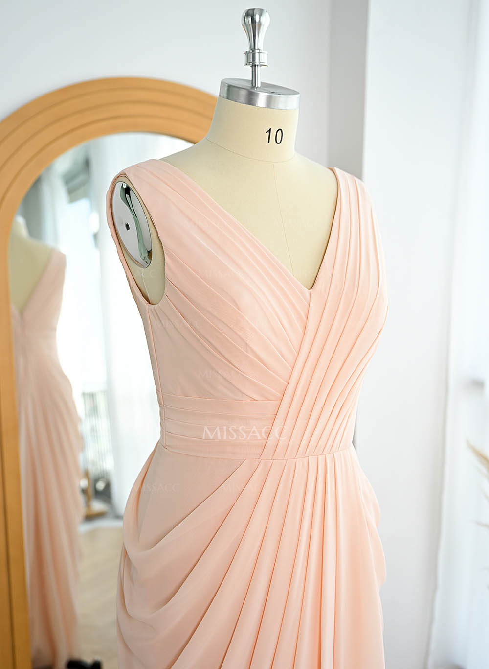 Sheath/Column V-Neck Sleeveless Floor-Length Chiffon Bridesmaid Dresses