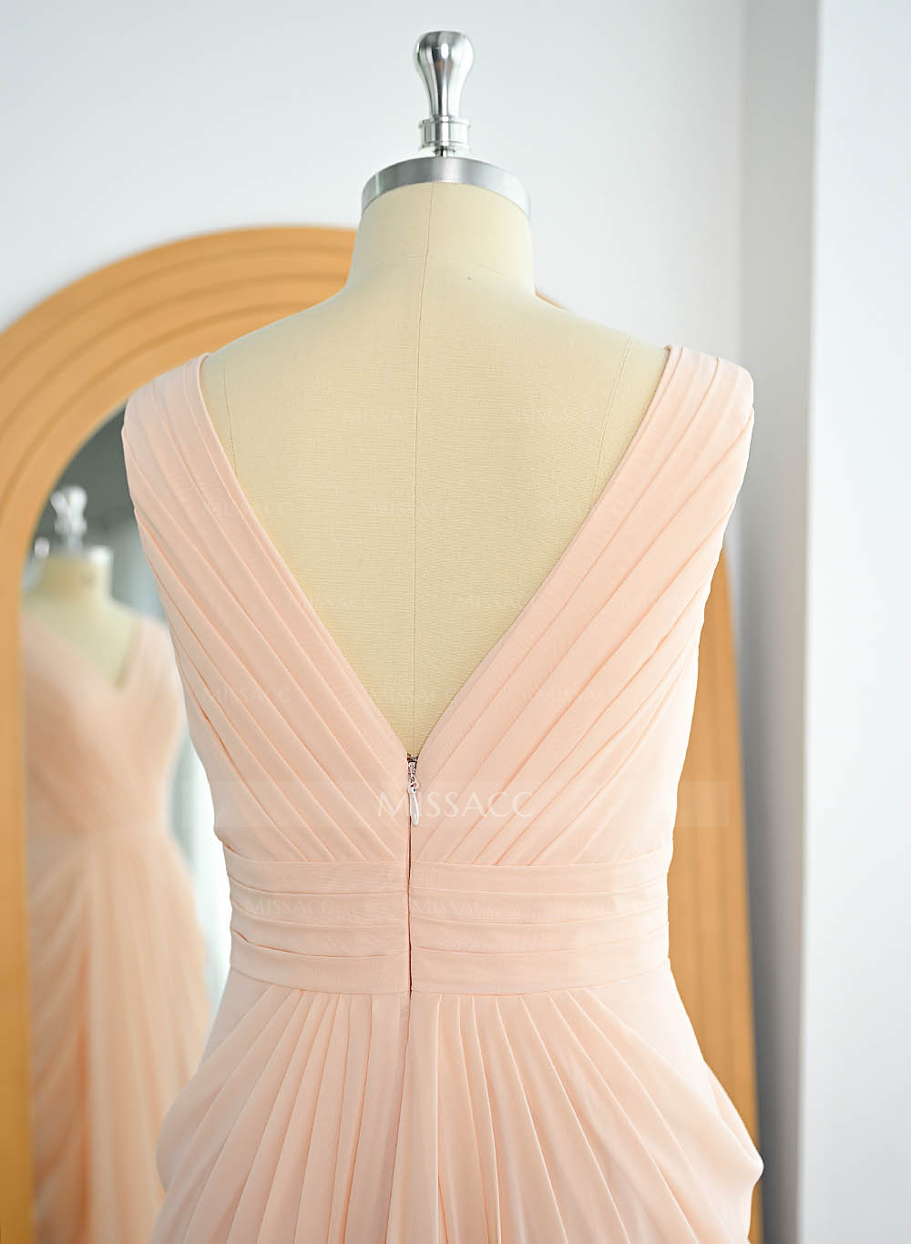 Sheath/Column V-Neck Sleeveless Floor-Length Chiffon Bridesmaid Dresses