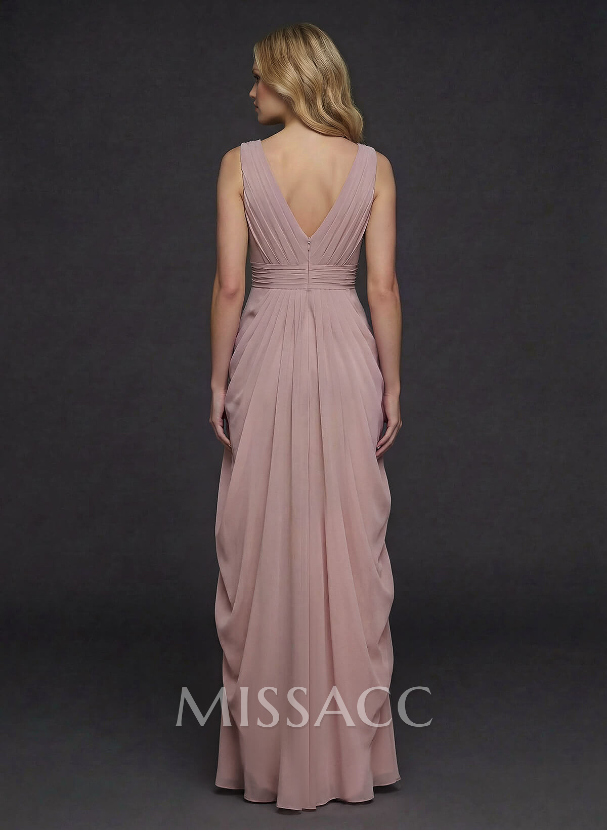 Sheath/Column V-Neck Sleeveless Floor-Length Chiffon Bridesmaid Dresses Sheath/Column V-Neck Sleeveless Floor-Length Chiffon Bridesmaid Dresses