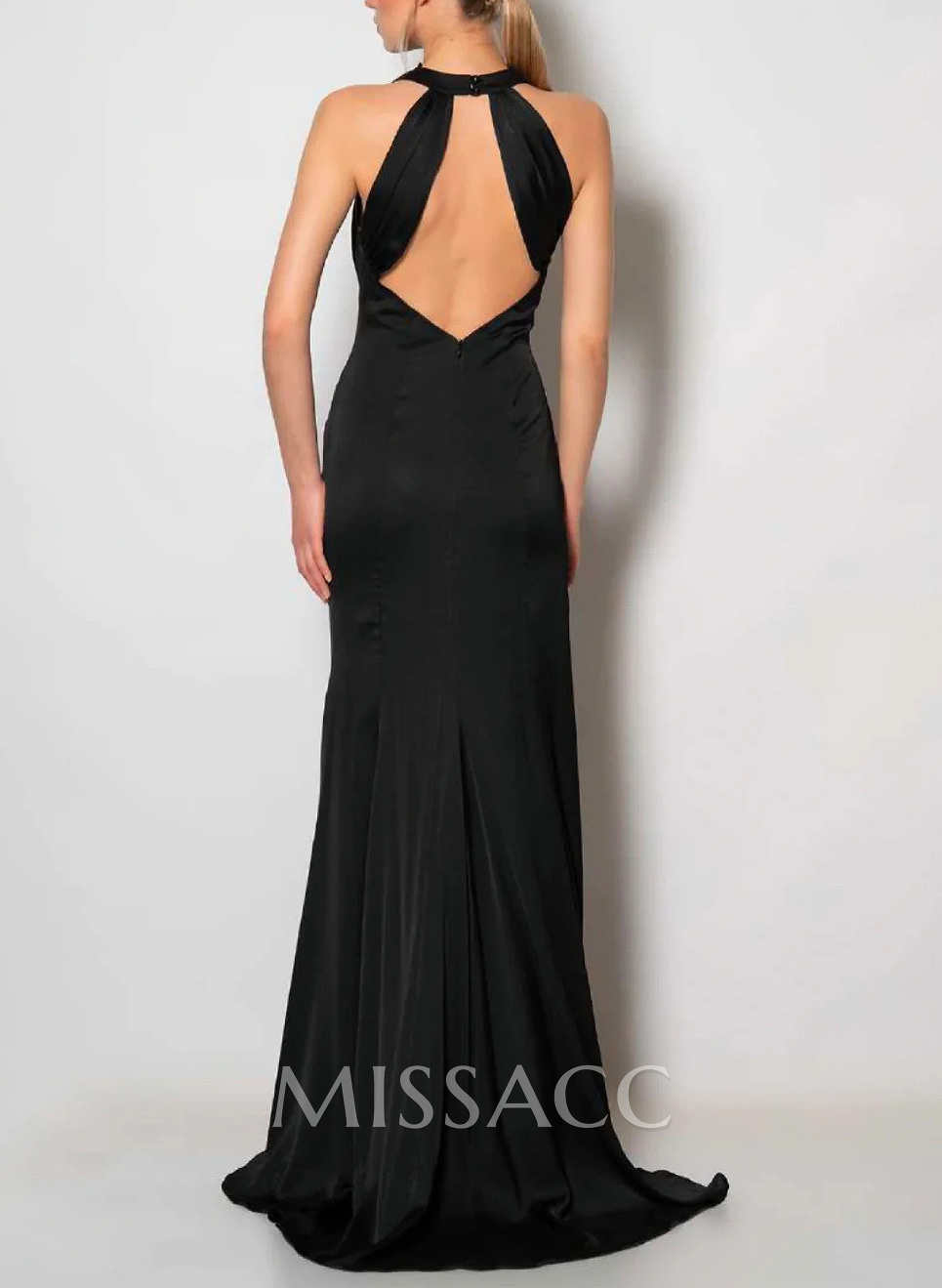 Sheath/Column Cowl Neck Sleeveless Bridesmaid Dresses With Split Front Sheath/Column Cowl Neck Sleeveless Bridesmaid Dresses With Split Front