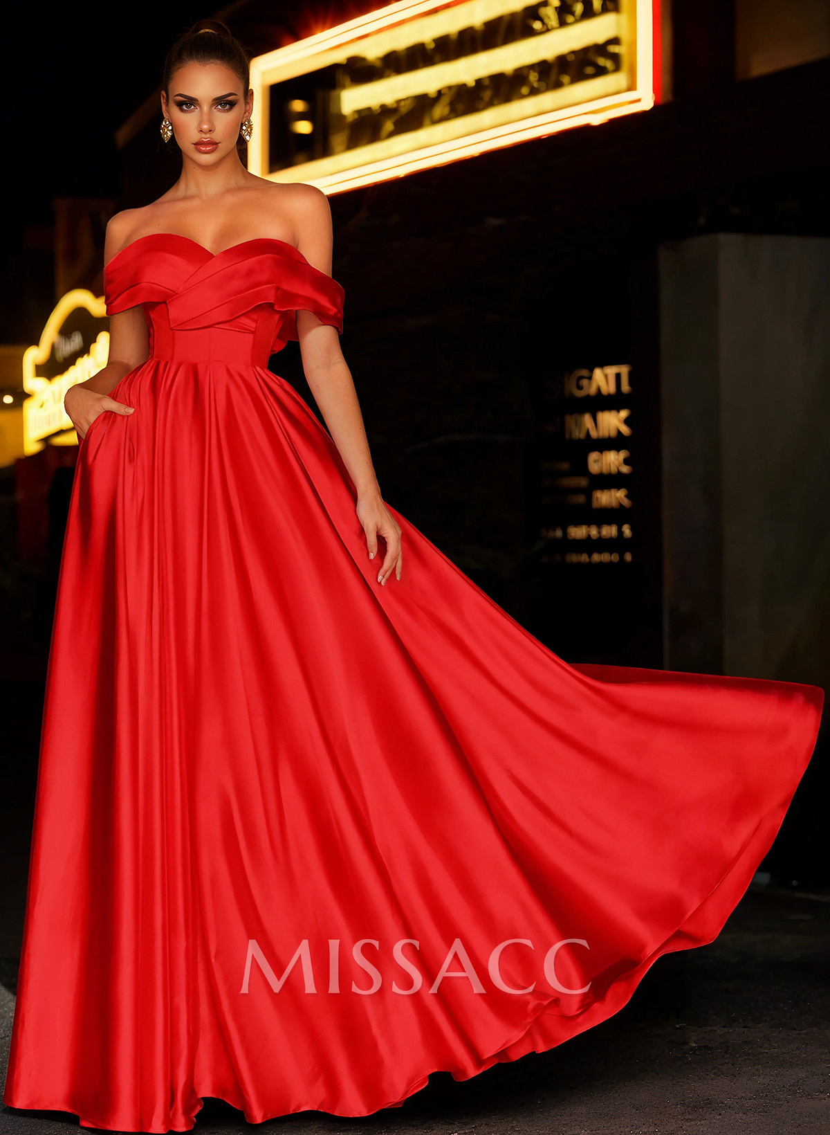 A-Line Off-The-Shoulder Sleeveless Satin Bridesmaid Dresses With Bow(s)/Pockets A-Line Off-The-Shoulder Sleeveless Satin Bridesmaid Dresses With Bow(s)/Pockets