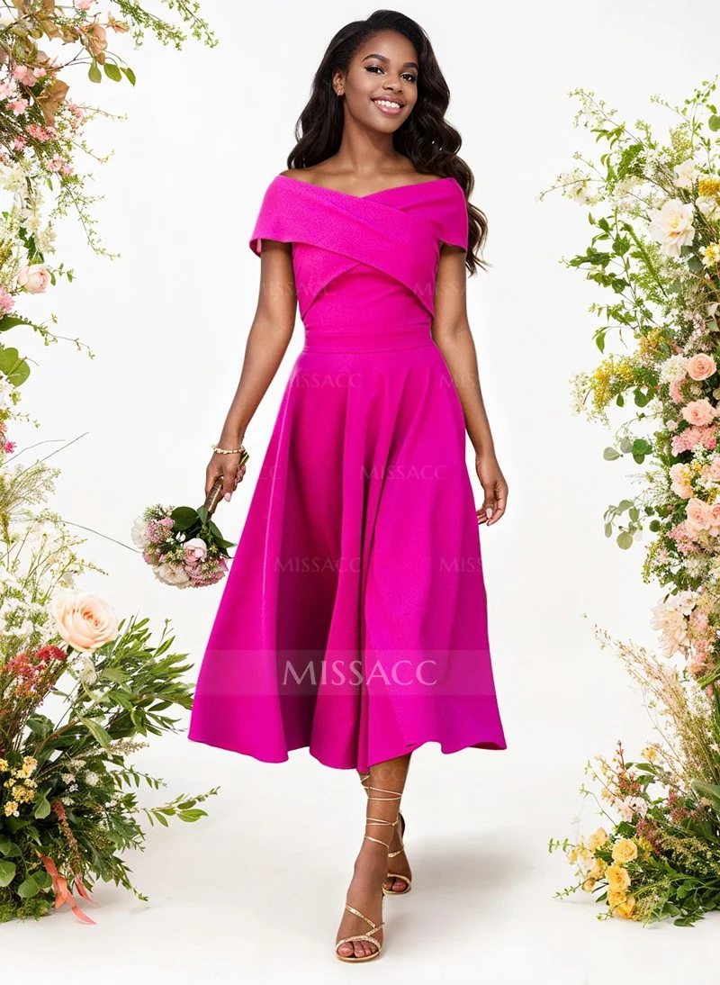 blue dress for baby girl Knee-Length Crew A-Line Half Sleeve Sashes Bridesmaid Dresses