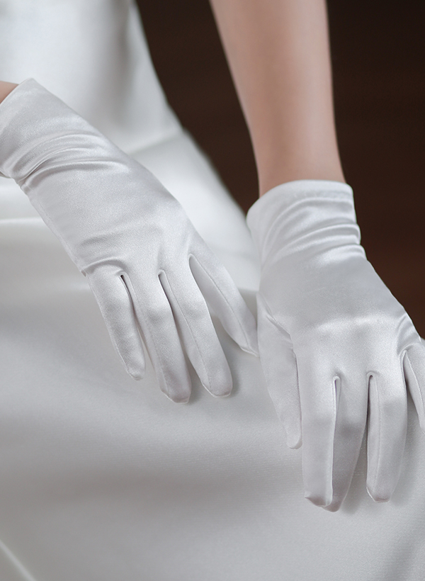 Fingertips Classic Length Satin Bridal Dresses