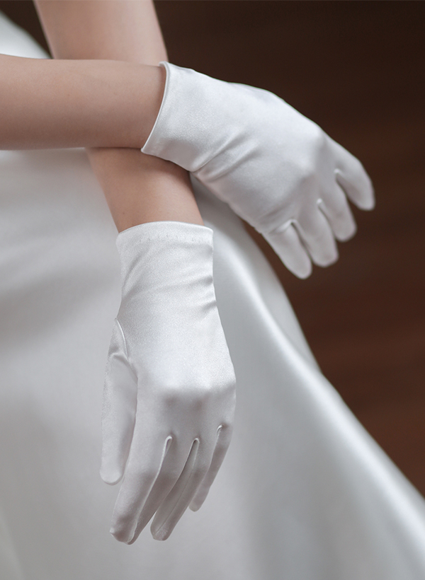Fingertips Classic Length Satin Bridal Dresses