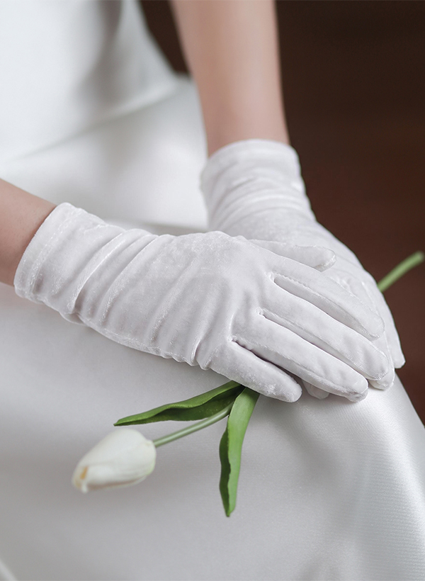 Fingertips Classic Length Velvet Bridal Gloves Fingertips Classic Length Velvet Bridal Gloves