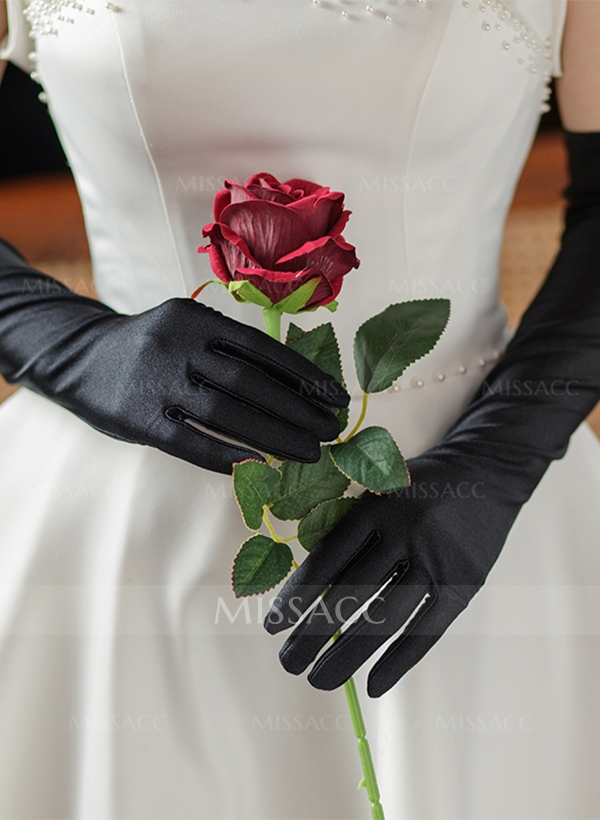 Fingertips Opera Length Satin Bridal Gloves