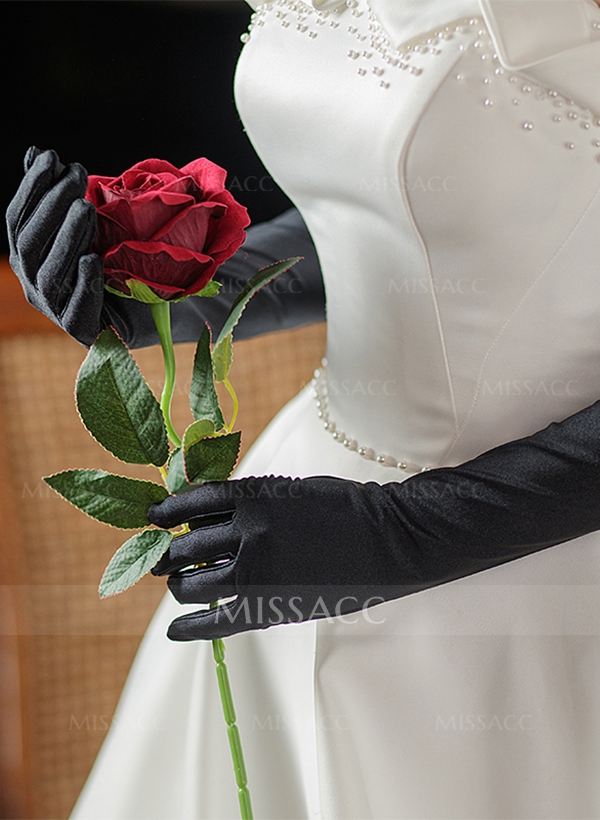 Fingertips Opera Length Satin Bridal Gloves