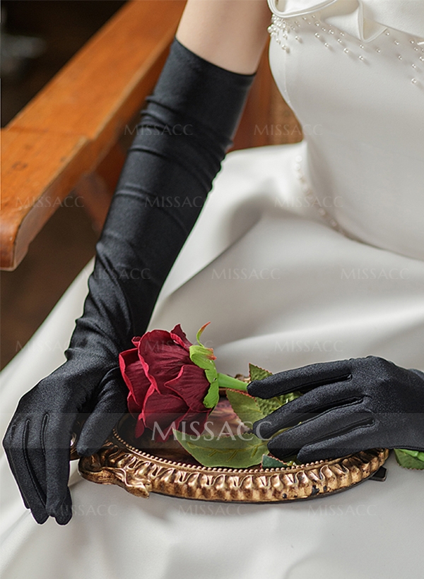 Fingertips Opera Length Satin Bridal Gloves