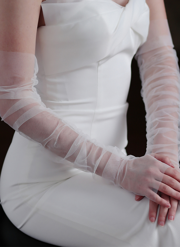 Fingerless Opera Length Tulle Bridal Gloves