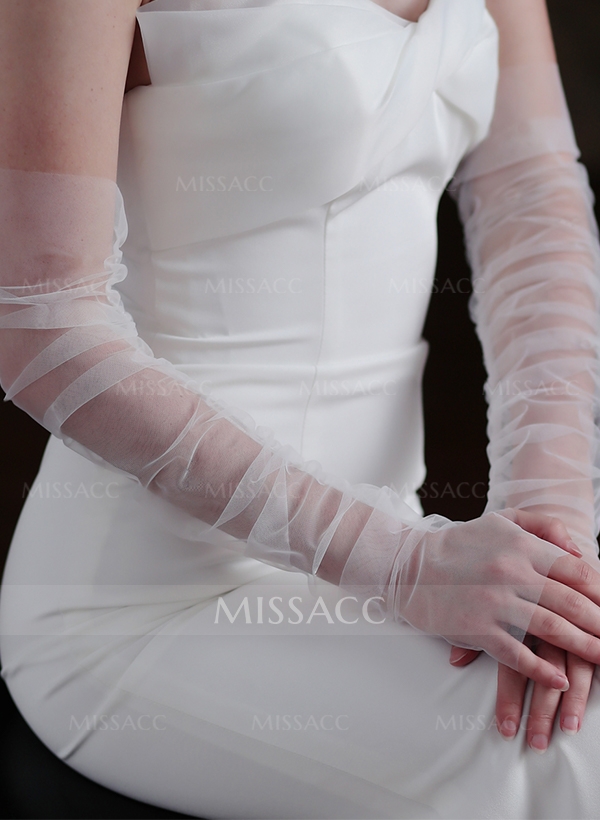 Fingerless Opera Length Tulle Bridal Gloves