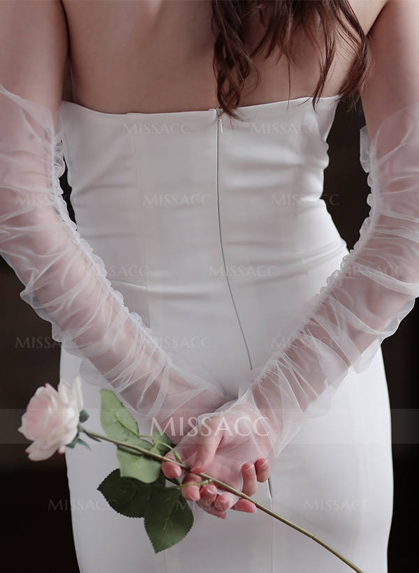 Fingerless Opera Length Tulle Bridal Gloves