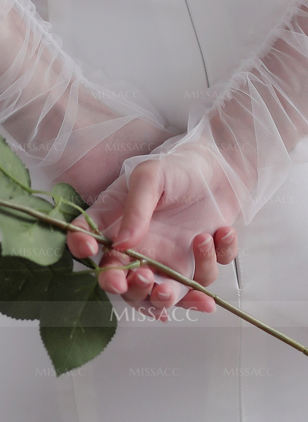 Fingerless Opera Length Tulle Bridal Gloves