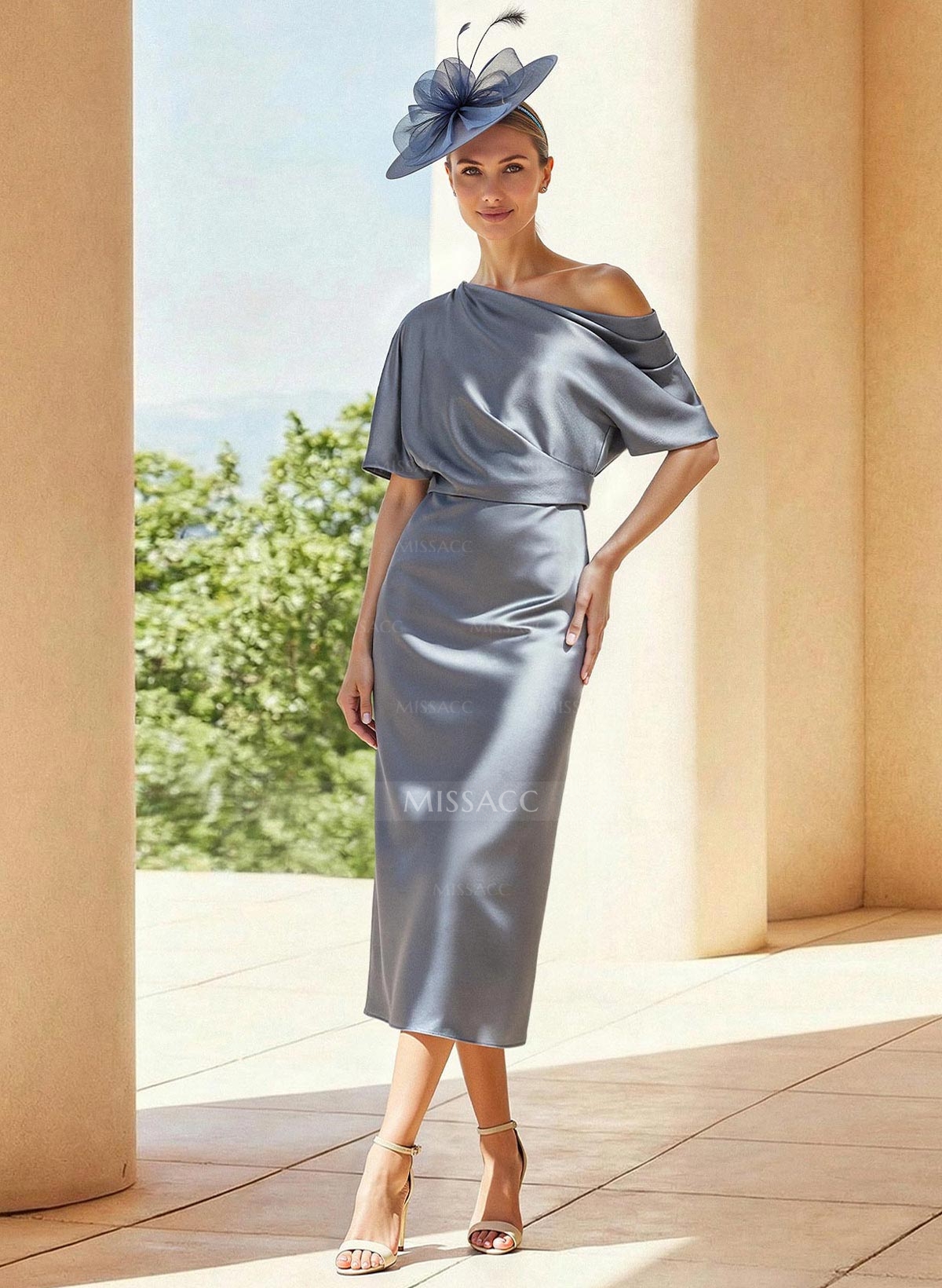 Sheath/Column Asymmetrical Neck Cocktail Dresses