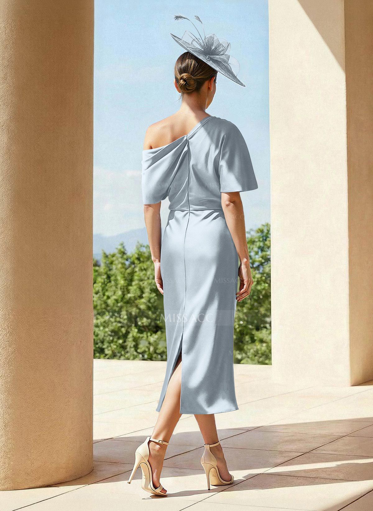 Sheath/Column Asymmetrical Neck Cocktail Dresses