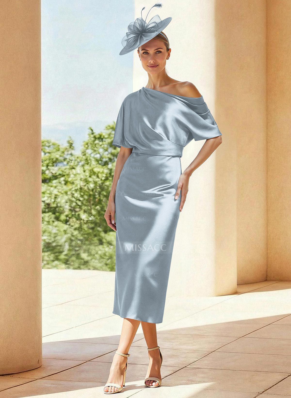 Sheath/Column Asymmetrical Neck Cocktail Dresses