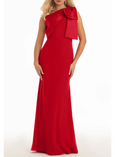 Sheath/Column One-Shoulder Elastic Satin Evening Dresses With Bow(s)