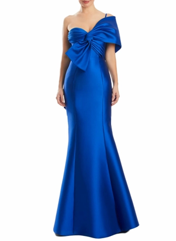 Trumpet/Mermaid One-Shoulder Satin Evening Dresses With Bow(s)