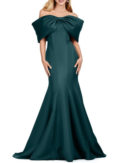 Trumpet/Mermaid Off-The-Shoulder Satin Evening Dresses With Bow(s)