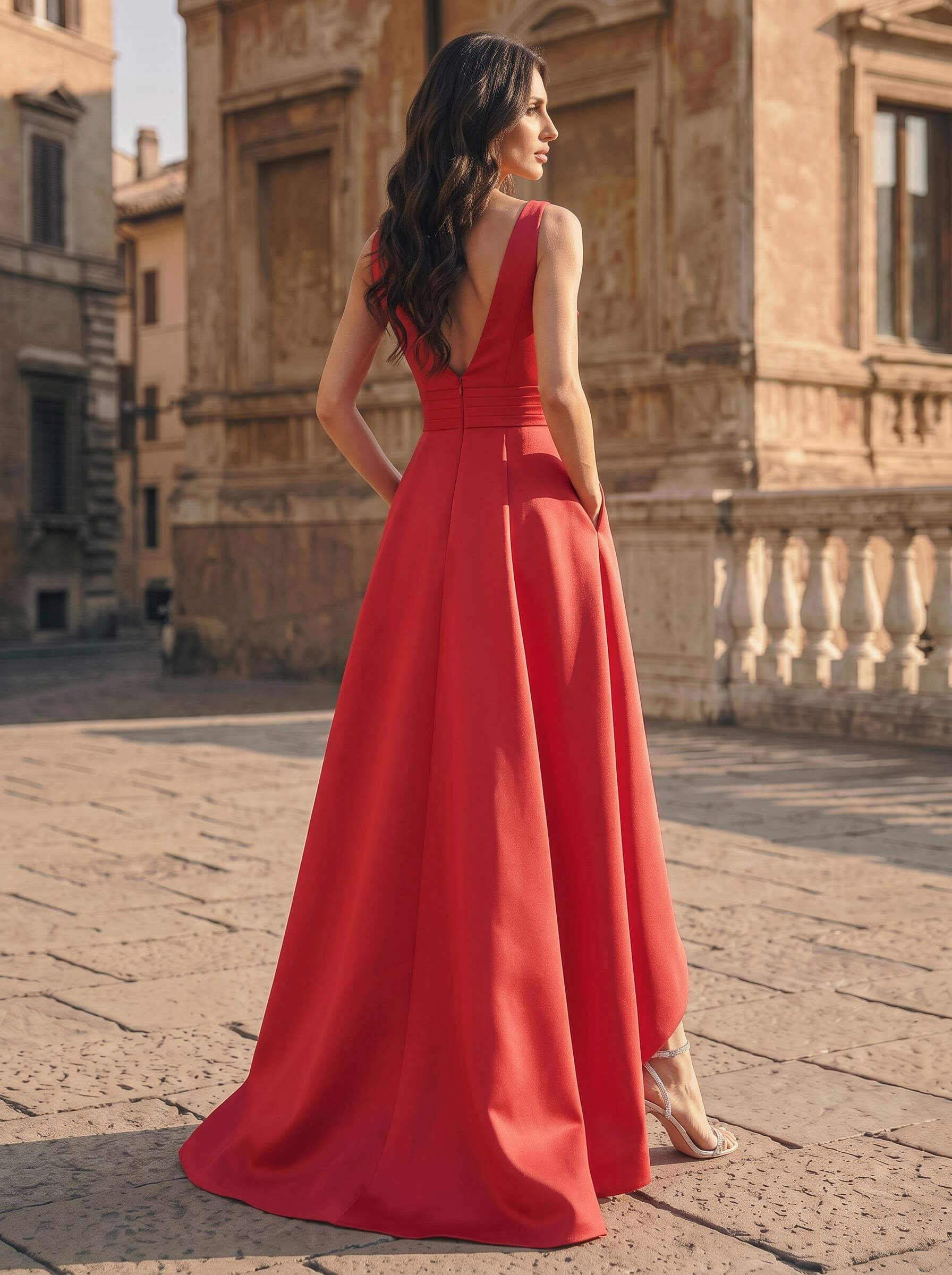 A-Line V-Neck Sleeveless Asymmetrical Satin Evening Dresses With Ruffle A-Line V-Neck Sleeveless Asymmetrical Satin Evening Dresses With Ruffle