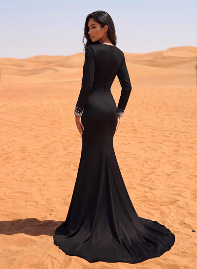Trumpet/Mermaid Acetate Satin Evening Dresses With Rhinestone