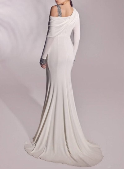 Trumpet/Mermaid Asymmetrical Silk Like Satin Evening Dresses With Sequins