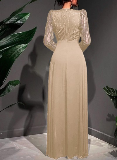 Jumpsuit/Pantsuit V-Neck Chiffon/Tulle Evening Dresses With Sequins