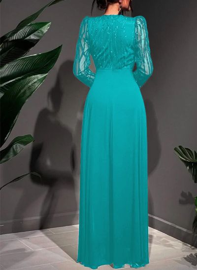 Jumpsuit/Pantsuit V-Neck Chiffon/Tulle Evening Dresses With Sequins Jumpsuit/Pantsuit V-Neck Chiffon/Tulle Evening Dresses With Sequins