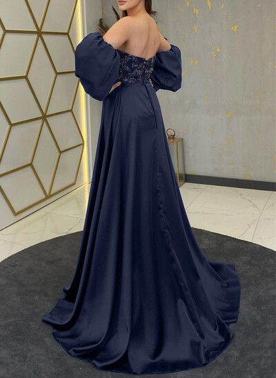 Sheath/Column Acetate Satin/Sequined Evening Dresses With Sequins