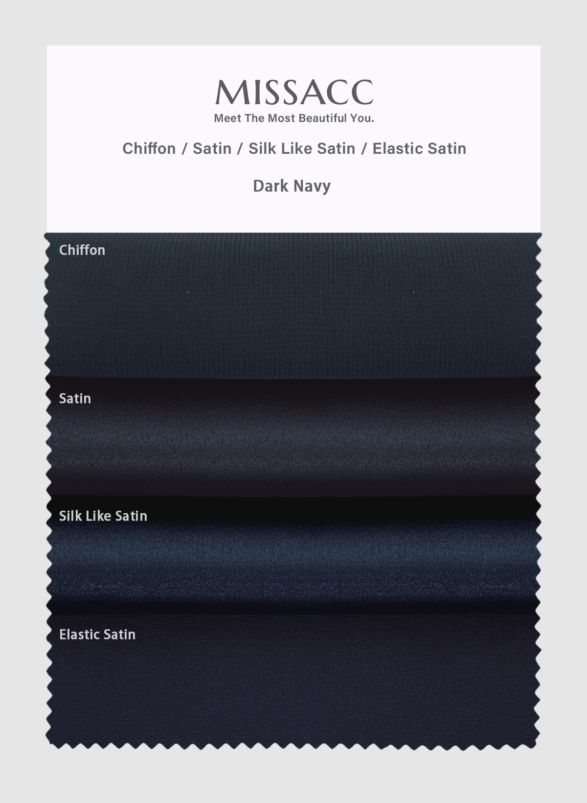 4 Kinds Of Fabrics (Satin/Chiffon/Silk Like Satin/Elastic Satin) In One Piece